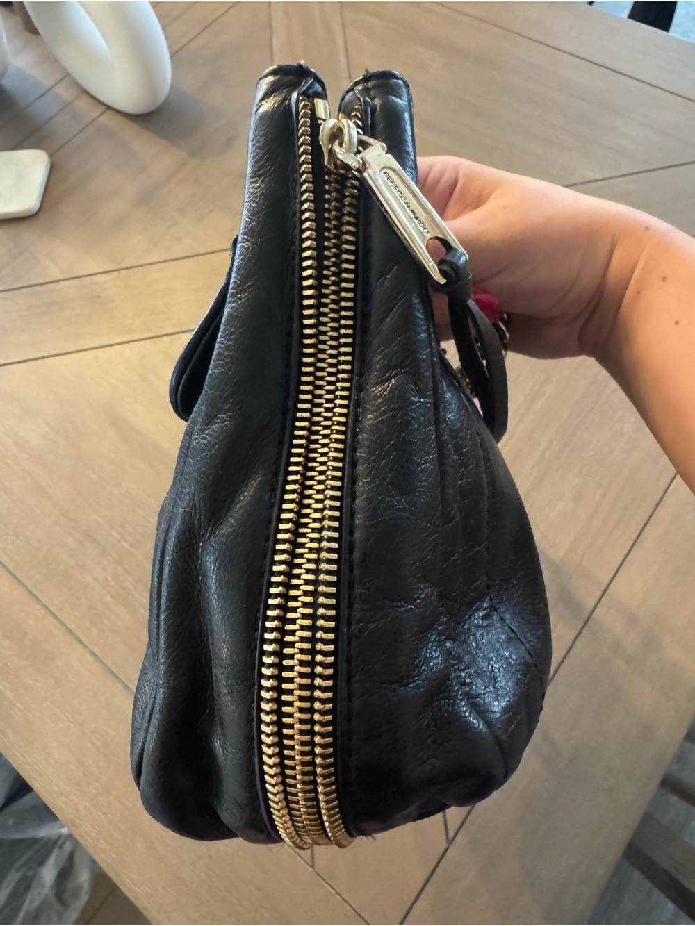 Rebecca Minkoff Swing Convertible Black Leather Chain-Strap Crossbody Purse - Picture 8 of 13
